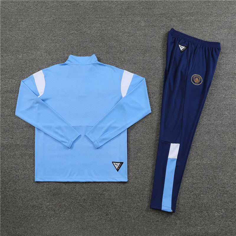 Kit de Treino Manchester City 2023/24 Meio Zíper Azul Claro