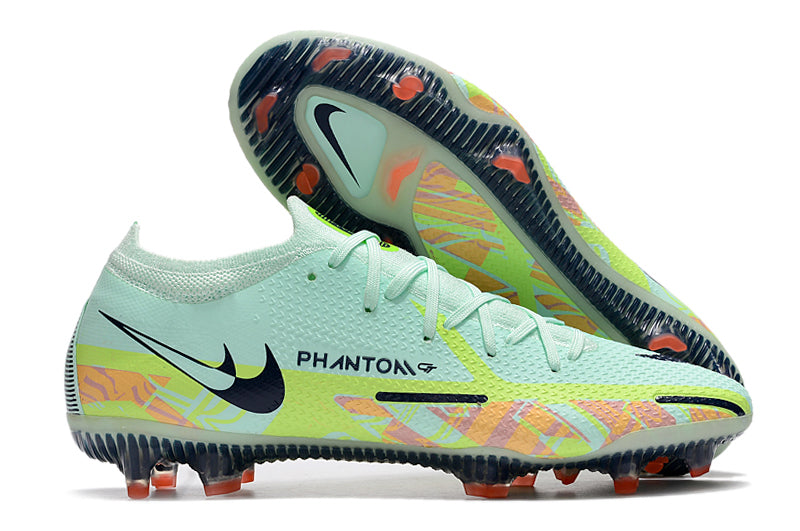 Chuteira Campo Nike Phantom GT2 Elite Verde e Laranja