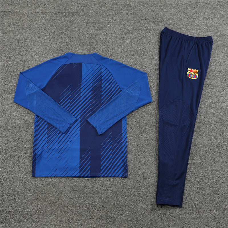 Kit de Treino Barcelona Estilo Camuflado 2023/24 Meio Zíper Azul