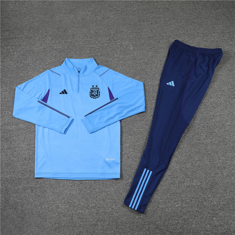 Kit de Treino Argentina 2022/23 Meio Zíper Azul