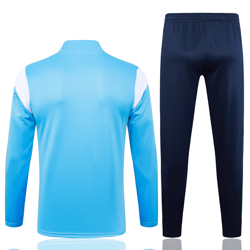 Kit de Treino Olympique de Marseille 2023/24 Meio Zíper Azul