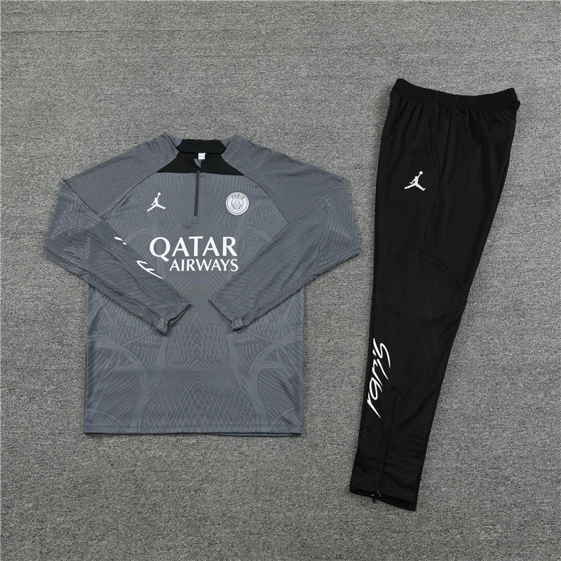 Kit de Treino PSG 2023/24 Meio Zíper Cinza