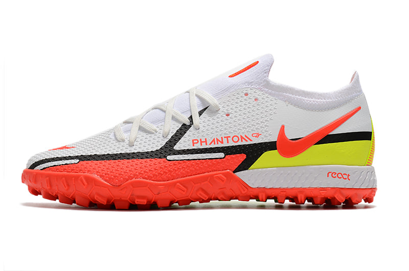 Chuteira Society Nike Phantom GT Pro Branco e Laranja