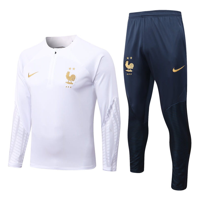 Kit de Treino França 2022/23 Meio Zíper Branco