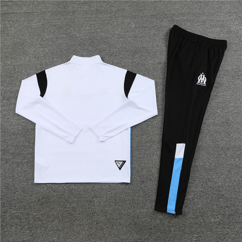 Kit de Treino Olympique de Marseille 2023/24 Meio Zíper Branco