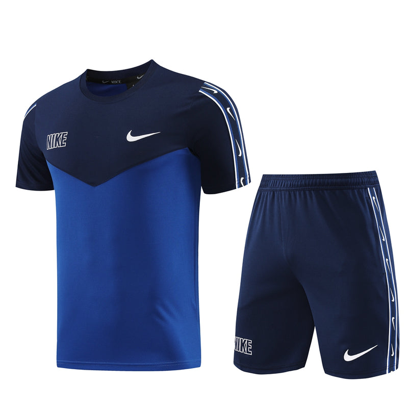 Kit Camisa e Short Nike Repeat Azul Dois Tons