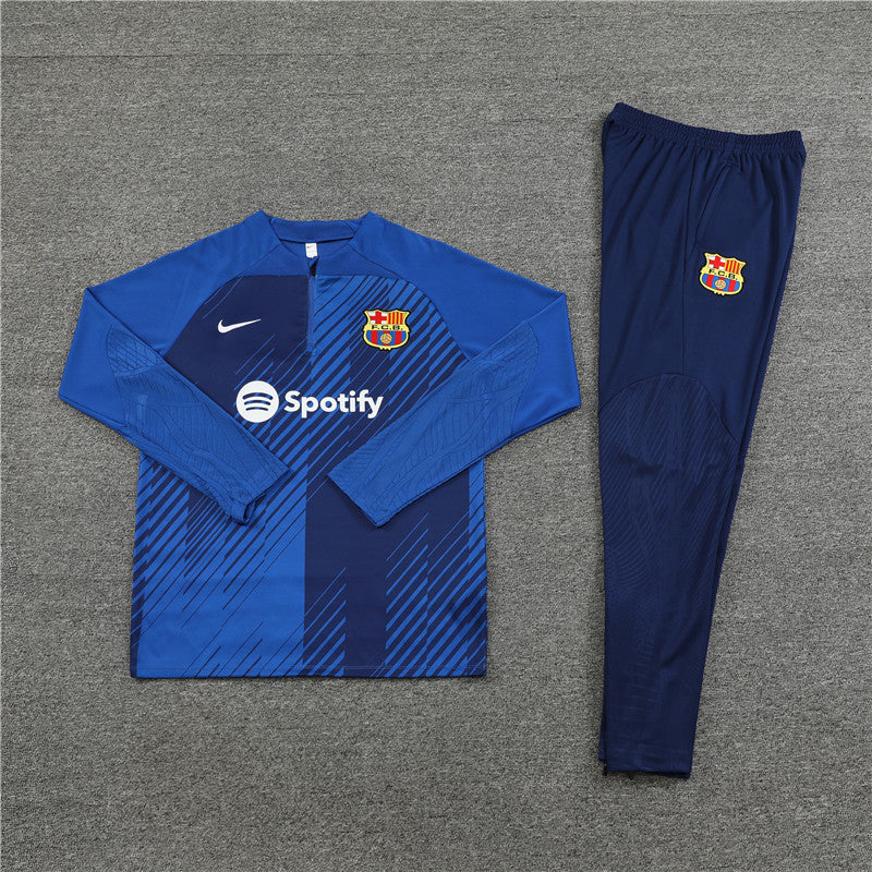 Kit de Treino Barcelona Estilo Camuflado 2023/24 Meio Zíper Azul