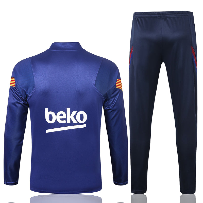 Kit de Treino Barcelona 2020/21 Meio Zíper Azul