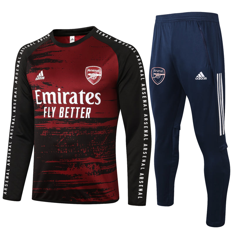 Kit de Treino Arsenal Gola Redonda 2020/21 Preto e Vermelho