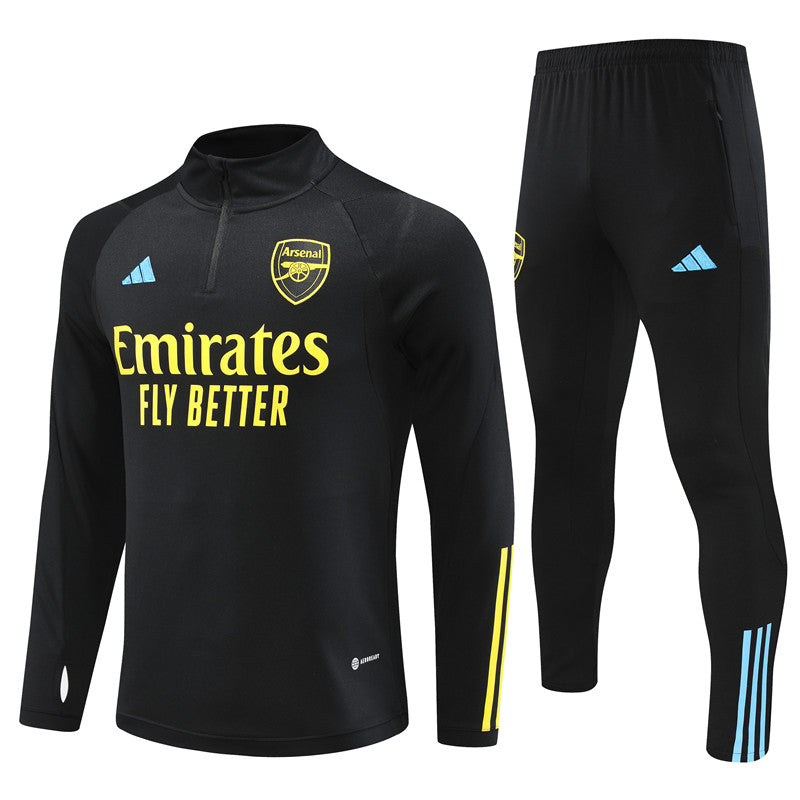 Kit de Treino Arsenal 2023/24 Meio Zíper Preto