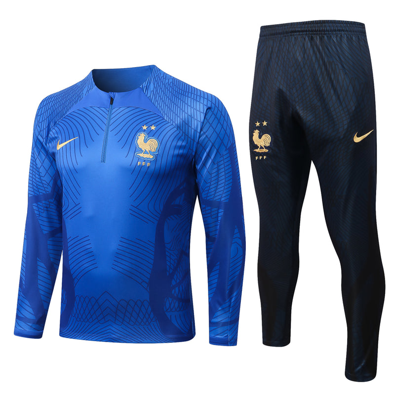 Kit de Treino França 2022/23 Meio Zíper Azul Claro