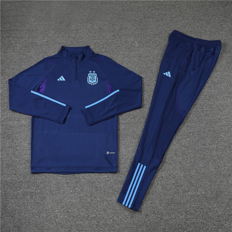 Kit de Treino Argentina 2022/23 Meio Zíper Azul Escuro