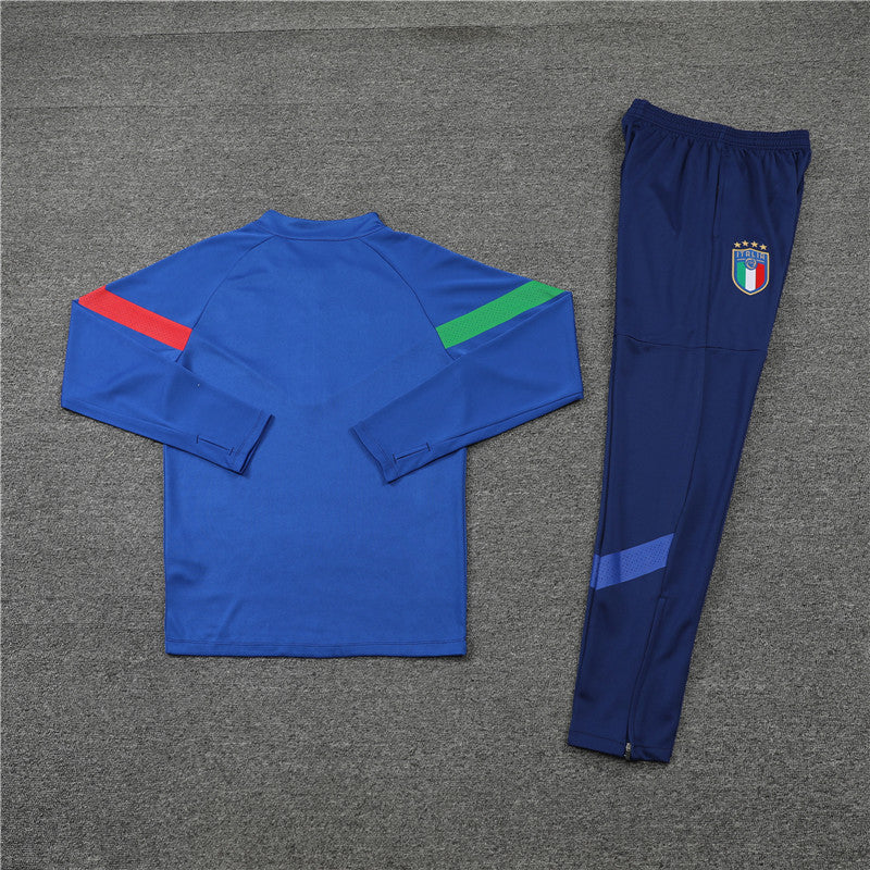 Kit de Treino Itália 2022/23 Meio Zíper Azul