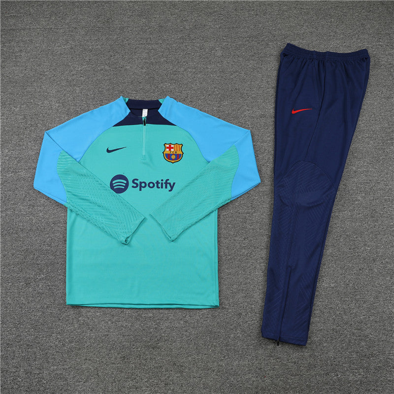 Kit de Treino Barcelona 2022/23 Meio Zíper Verde e Azul