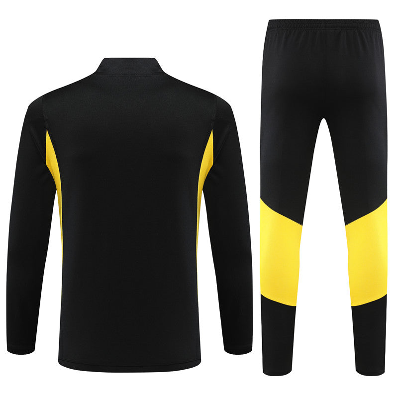 Kit de Treino Juventus 2023/24 Meio Zíper Preto e Amarelo