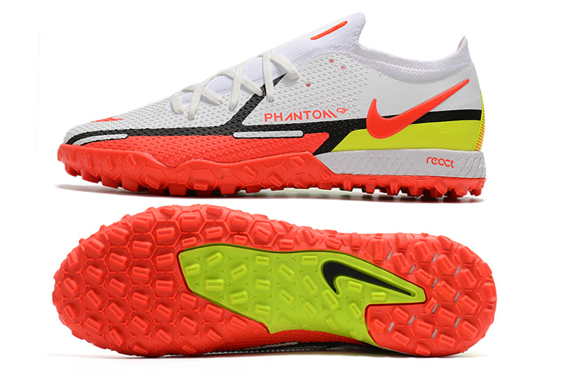 Chuteira Society Nike Phantom GT Pro Branco e Laranja