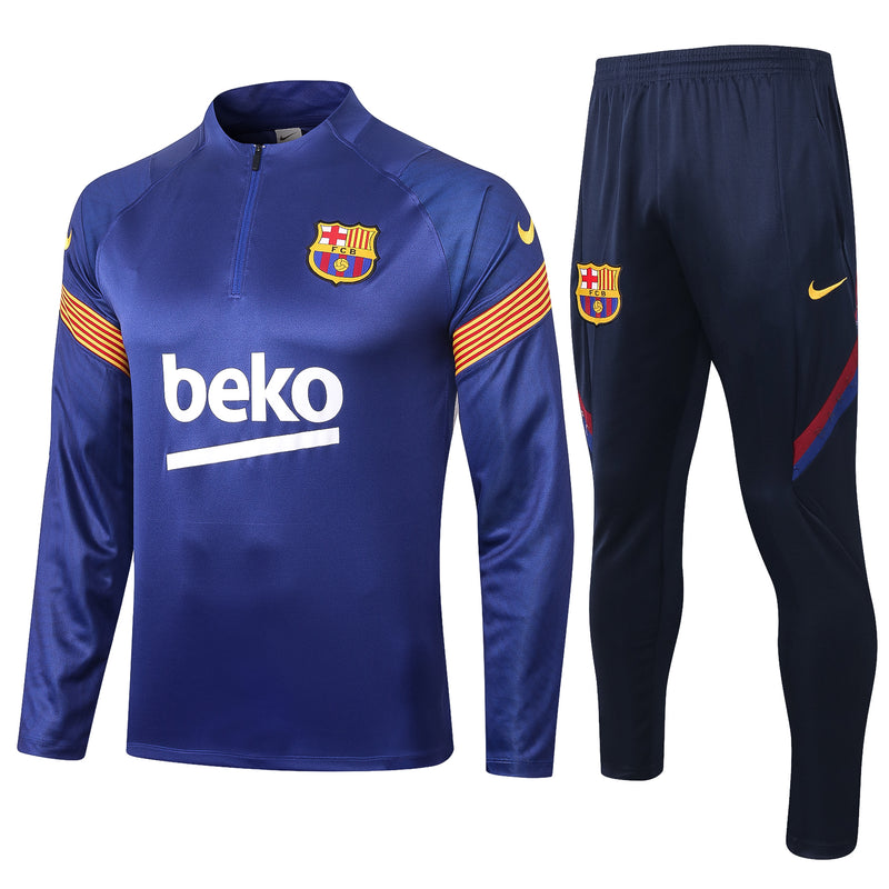 Kit de Treino Barcelona 2020/21 Meio Zíper Azul