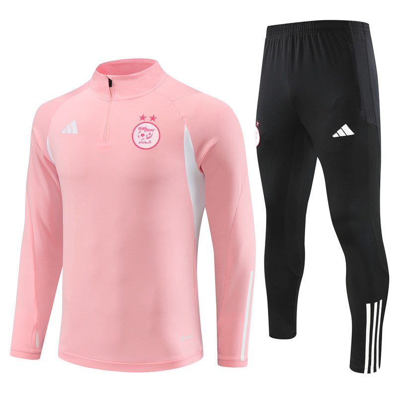 Kit de Treino Argélia 2023/24 Meio Zíper Rosa e Branco