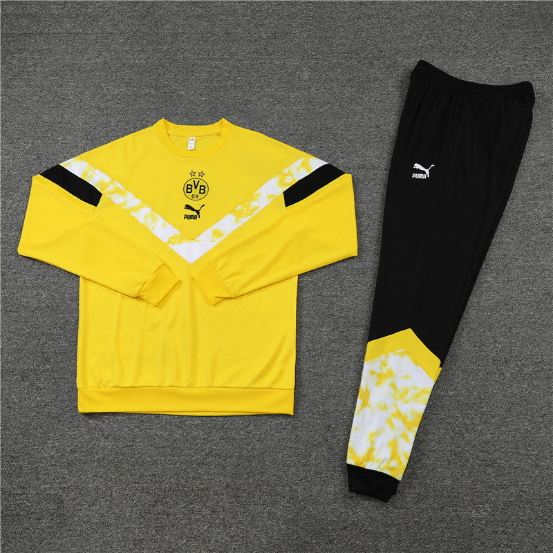 Kit de Treino Borussia Dortmund Gola Redonda 2022/23 Meio Zíper Amarelo