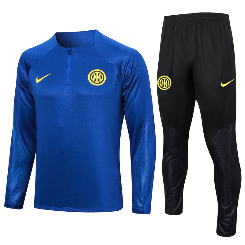 Kit de Treino Inter de Milão 2023/24 Meio Zíper Azul