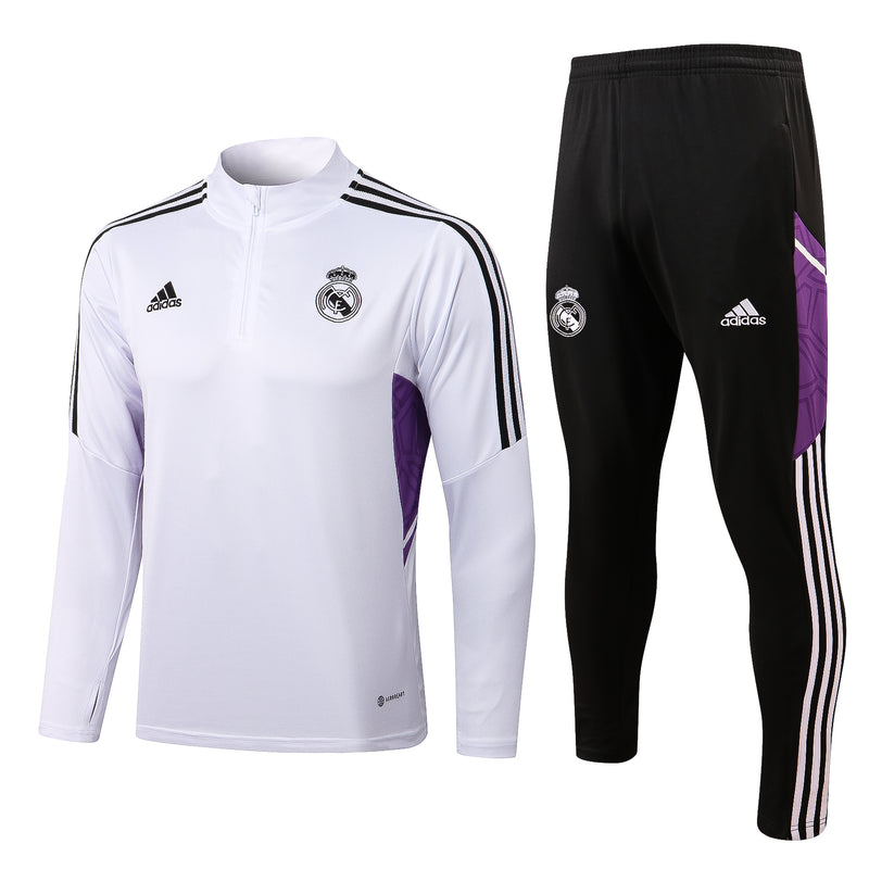 Kit de Treino Real Madrid 2022/23 Meio Zíper Branco