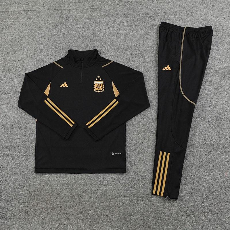 Kit de Treino Argentina 2023/24 Meio Zíper Preto e Dourado - Lp Sports Wear 