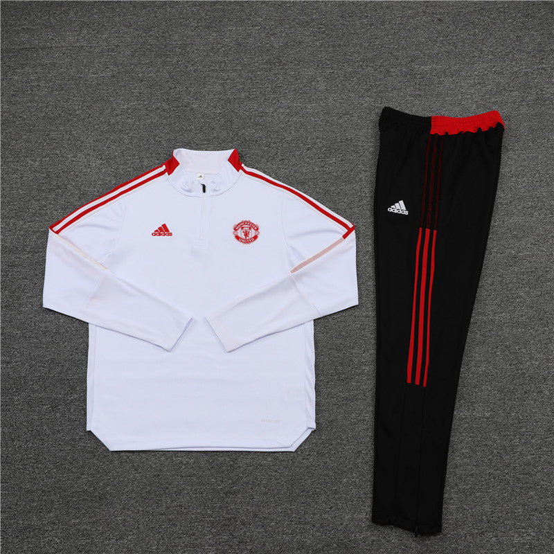 Kit de Treino Manchester United 2021/22 Meio Zíper Branco