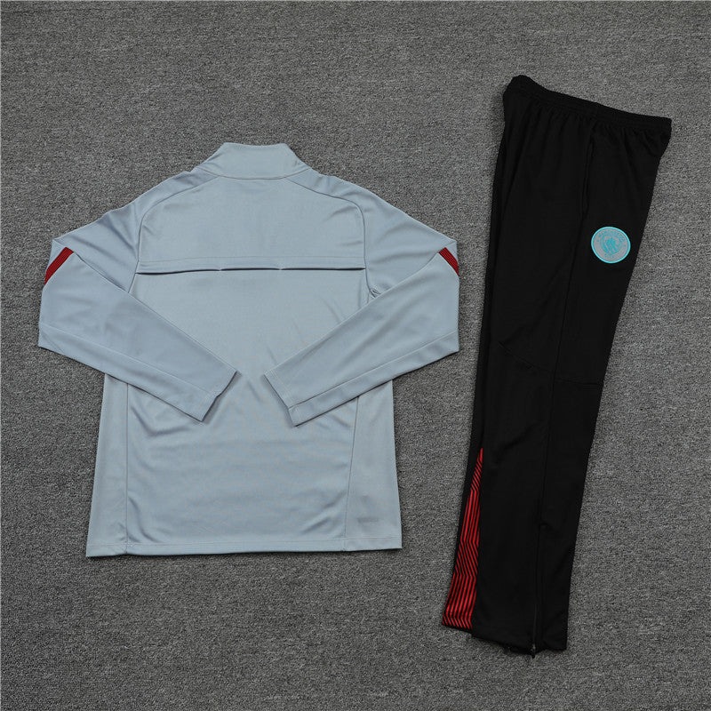 Kit de Treino Manchester City 2021/22 Meio Zíper Cinza