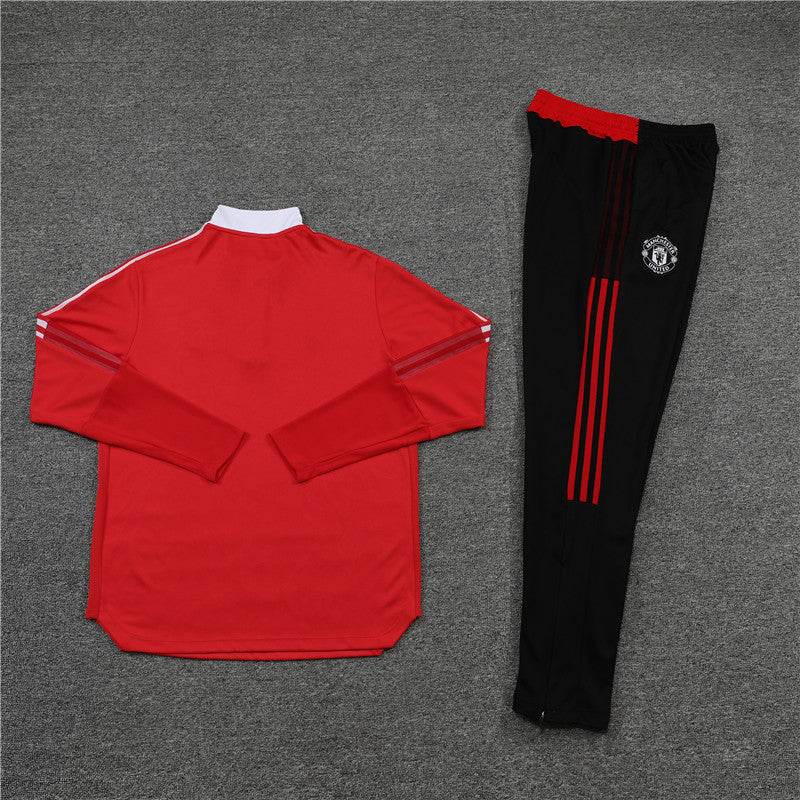 Kit de Treino Manchester United 2021/22 Meio Zíper Vermelho