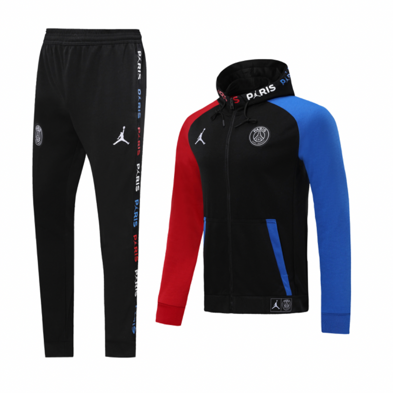 Conjunto Moletom PSG 2020 Preto, vermelho e Azul