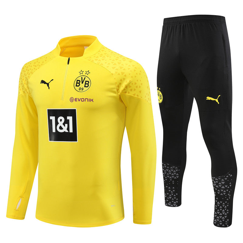 Kit de Treino Borussia Dortmund 2023/24 Meio Zíper Amarelo