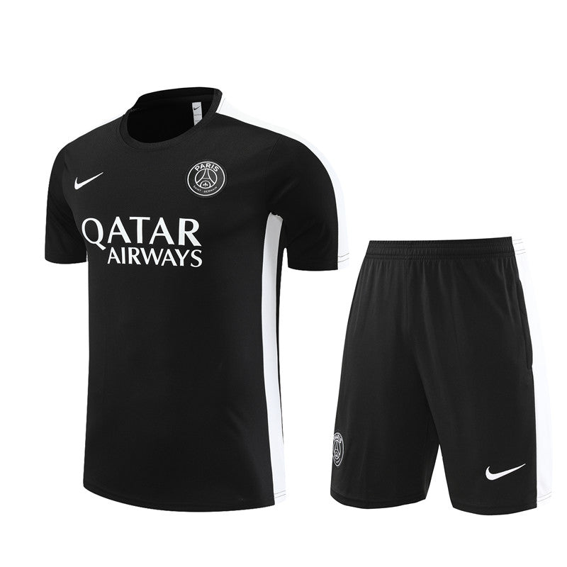 Camisa e Short PSG Treino 23/24 Preto e Branco