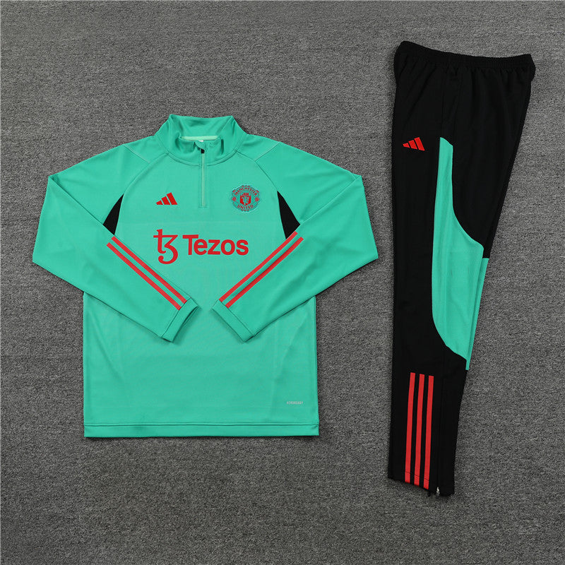 Kit de Treino Manchester United 2023/24 Meio Zíper Verde