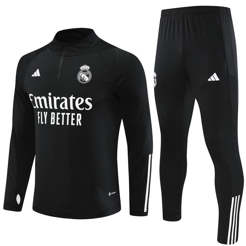 Kit de Treino Real Madrid 2023/24 Meio Zíper Preto - Lp Sports Wear 