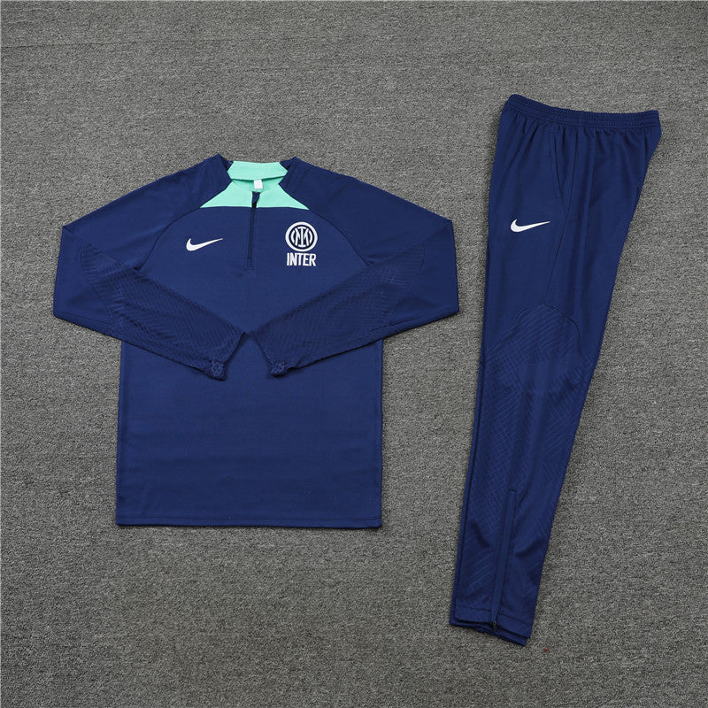 Kit de Treino Inter de Milão 2022/23 Meio Zíper Azul Escuro