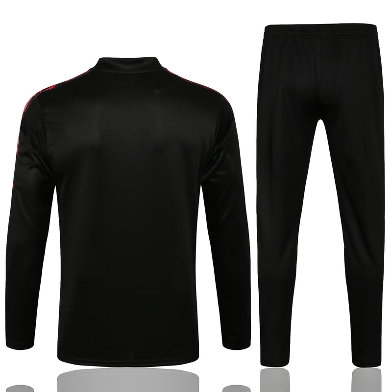 Kit de Treino Internacional 2021/22 Meio Zíper Preto e Vermelho