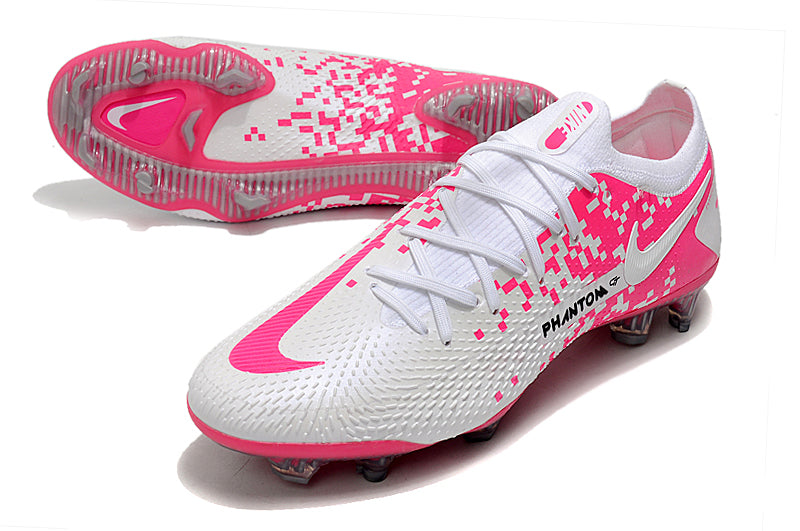 Chuteira Campo Nike Phantom GT2 Elite Rosa e Branco