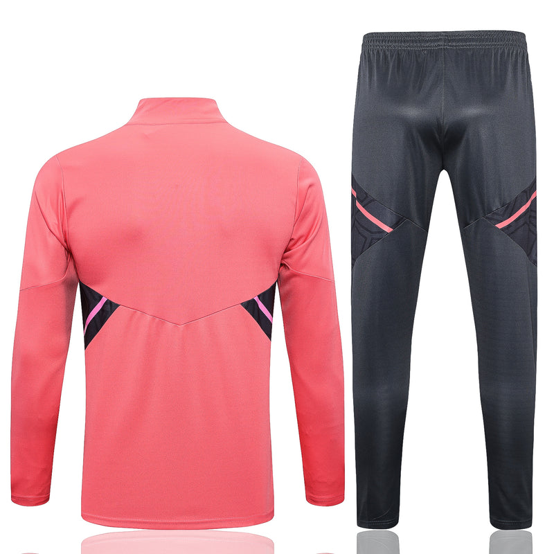 Kit de Treino Internacional 2022/23 Meio Zíper Rosa e Cinza