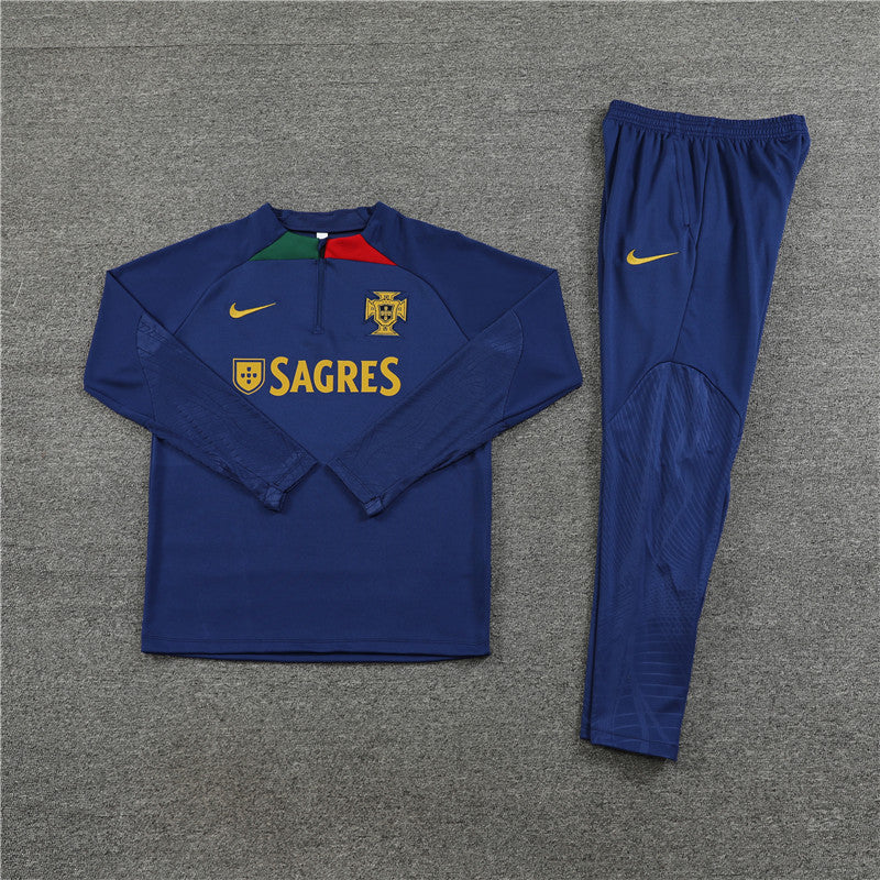 Kit de Treino Portugal 2023/24 Meio Zíper Azul