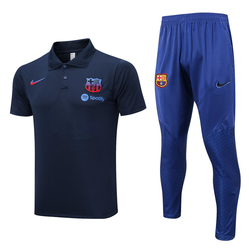 Conjunto de Treino do Barcelona 2022/23 Camisa Polo e Calça de Treino