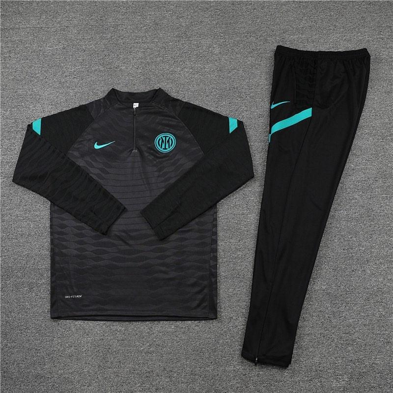 Kit de Treino Inter de Milão 2021/22 Meio Zíper Preto e Azul - Lp Sports Wear 