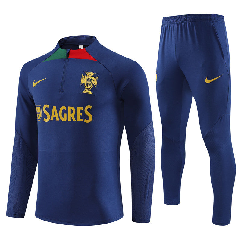 Kit de Treino Portugal 2023/24 Meio Zíper Azul