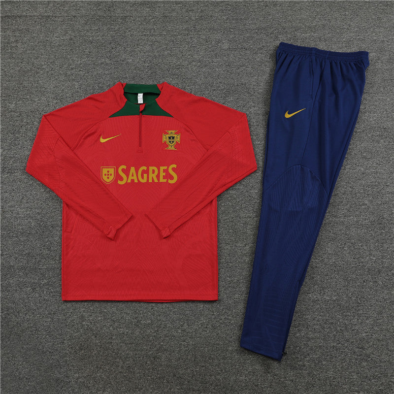 Kit de Treino Portugal 2023/24 Meio Zíper Vermelho