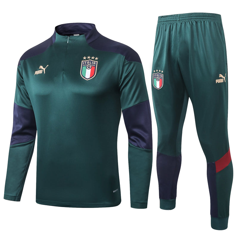 Kit de Treino Itália 2020/21 Meio Zíper Verde