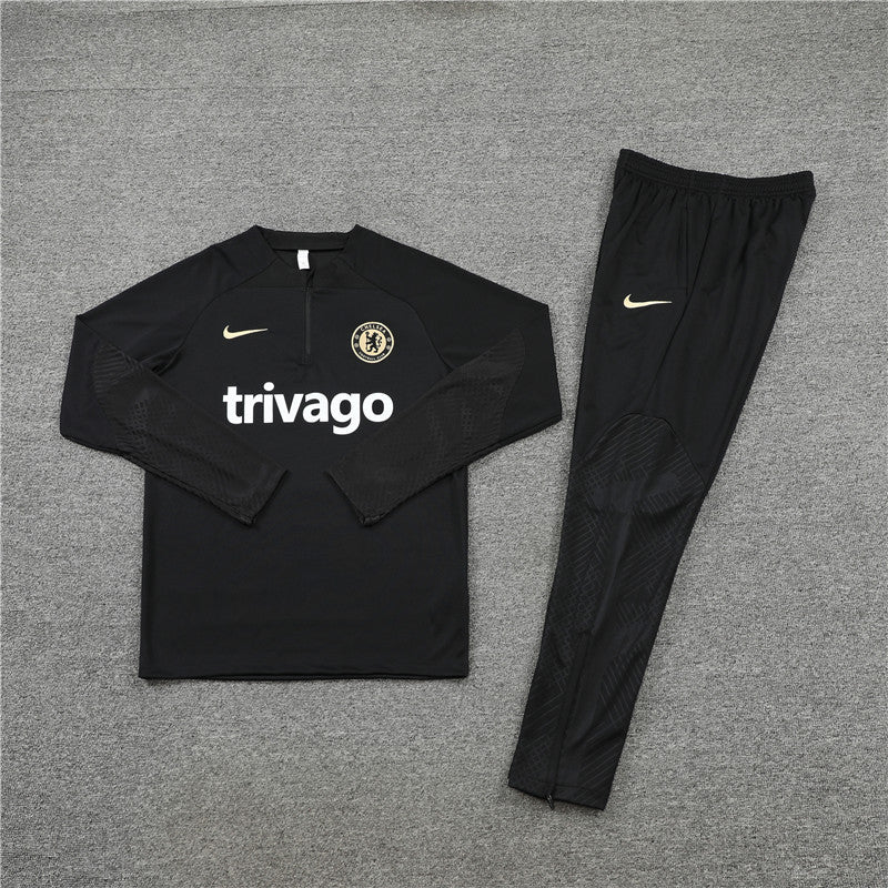 Kit de Treino Chelsea 2022/23 Meio Zíper All Black