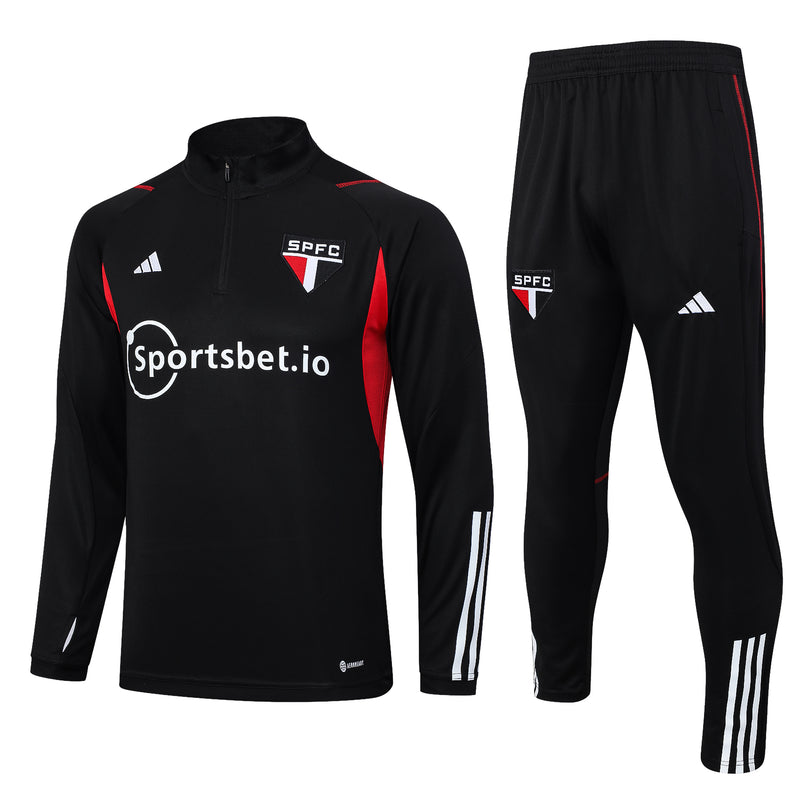 Kit de Treino São Paulo 2023/24 Meio Zíper Preto