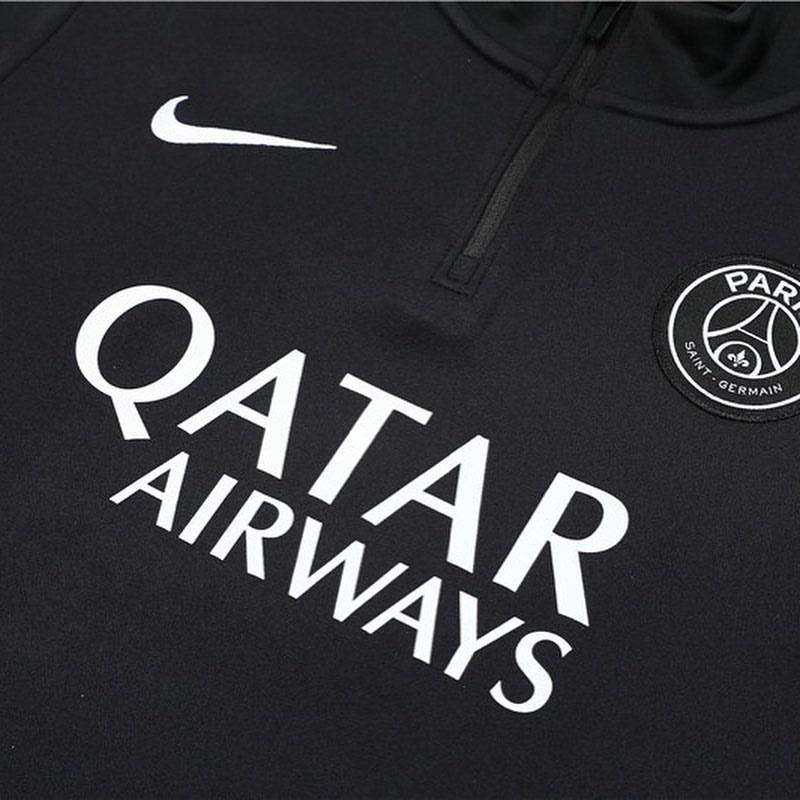 Kit de Treino PSG 2023/24 Meio Zíper Preto e Branco - Lp Sports Wear 