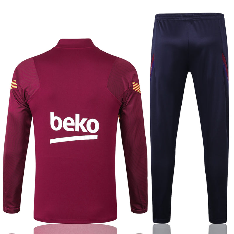 Kit de Treino Barcelona 2020/21 Meio Zíper Vermelho