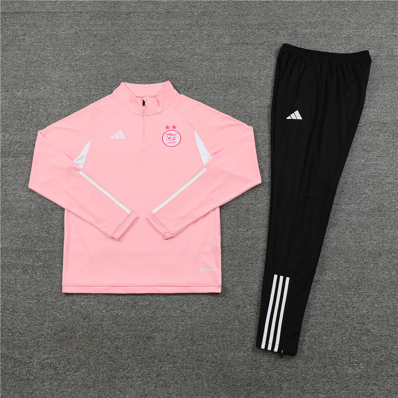 Kit de Treino Argélia 2023/24 Meio Zíper Rosa e Branco