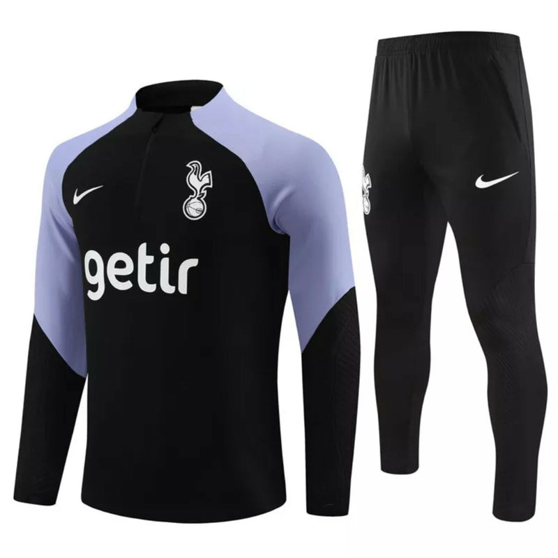 Kit de Treino Tottenham 2023/24 Meio Zíper Preto e Roxo